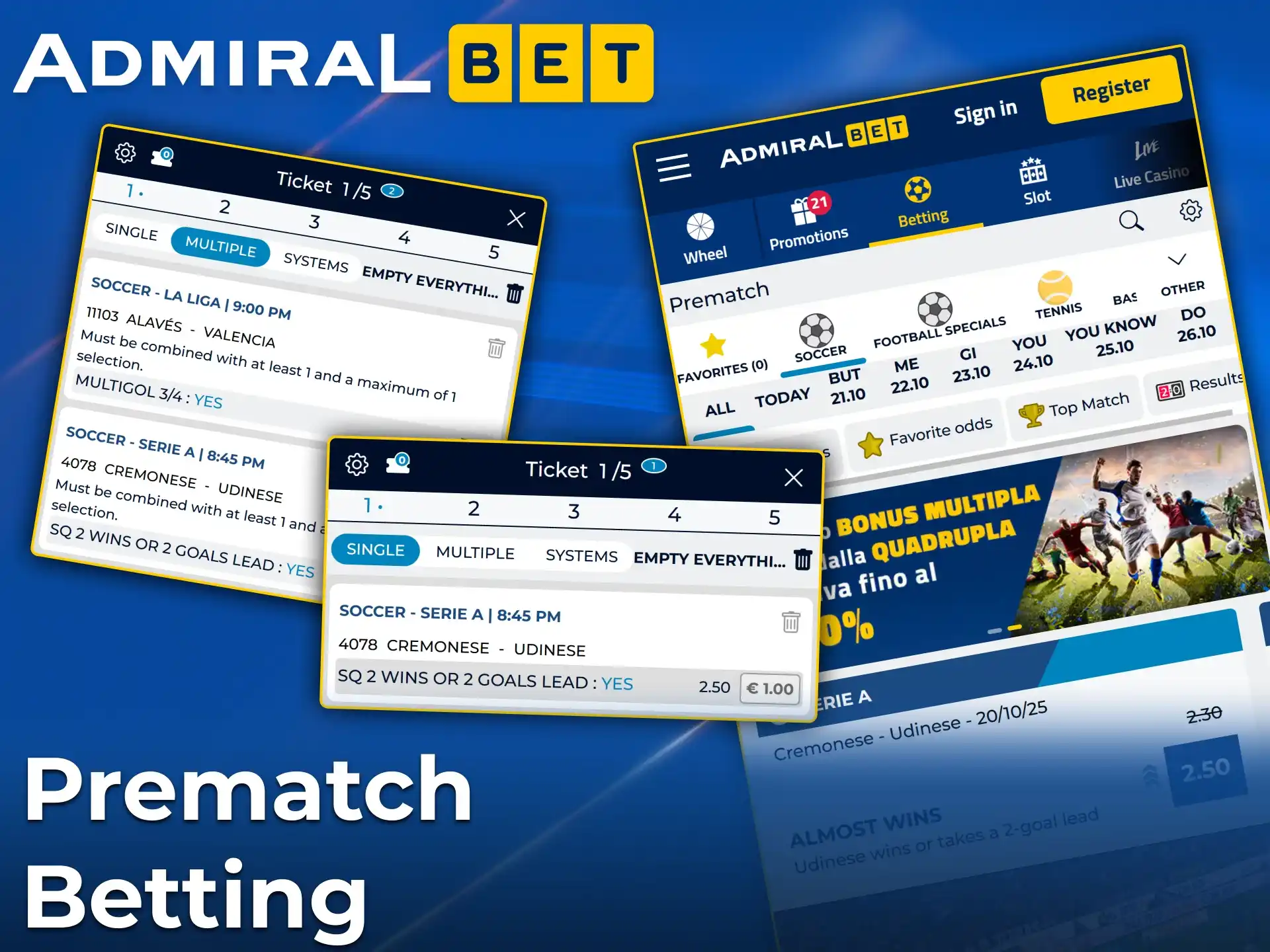 Prematch bets AdmiralBet with analysis and strategy.