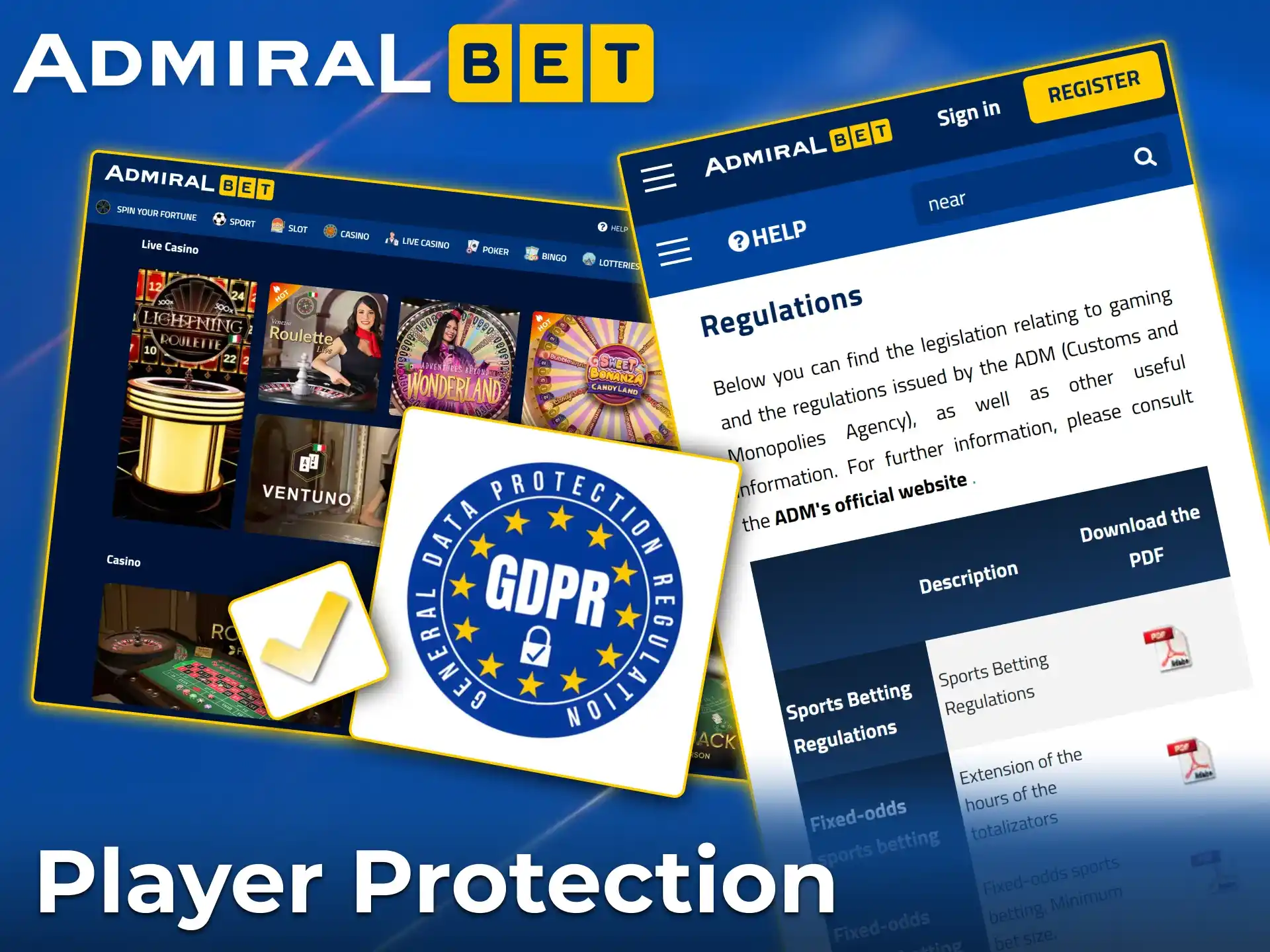 AdmiralBet protects players with responsible tools.