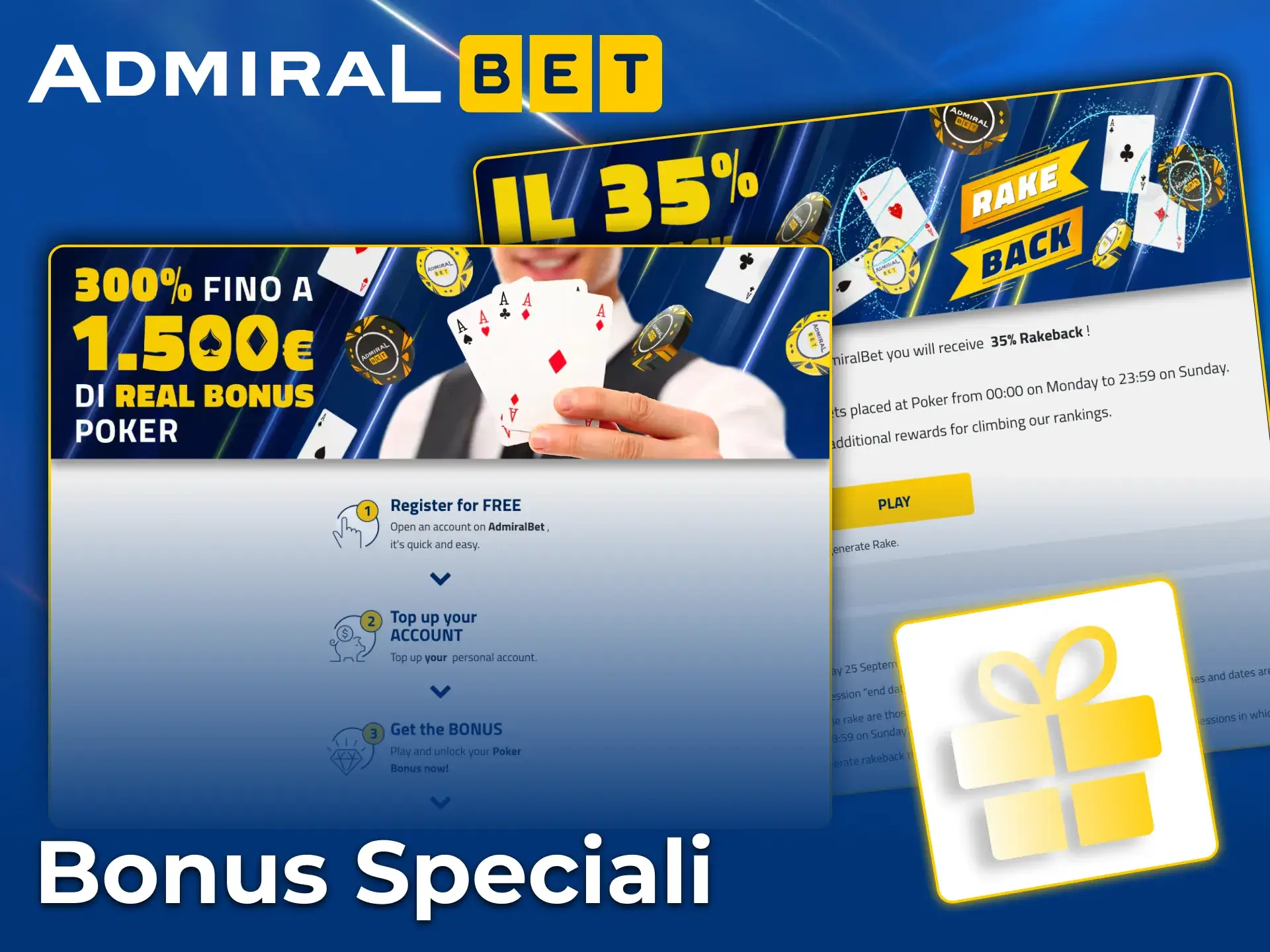 Non dimenticare di approfittare dei bonus speciali per i giochi di poker del casinò online AdmiralBet.
