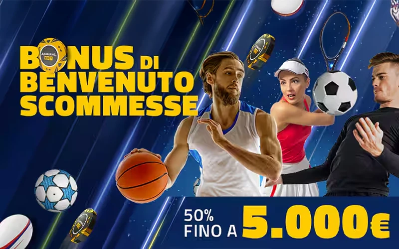 Prima ricarica AdmiralBet con Real Bonus per scommesse.