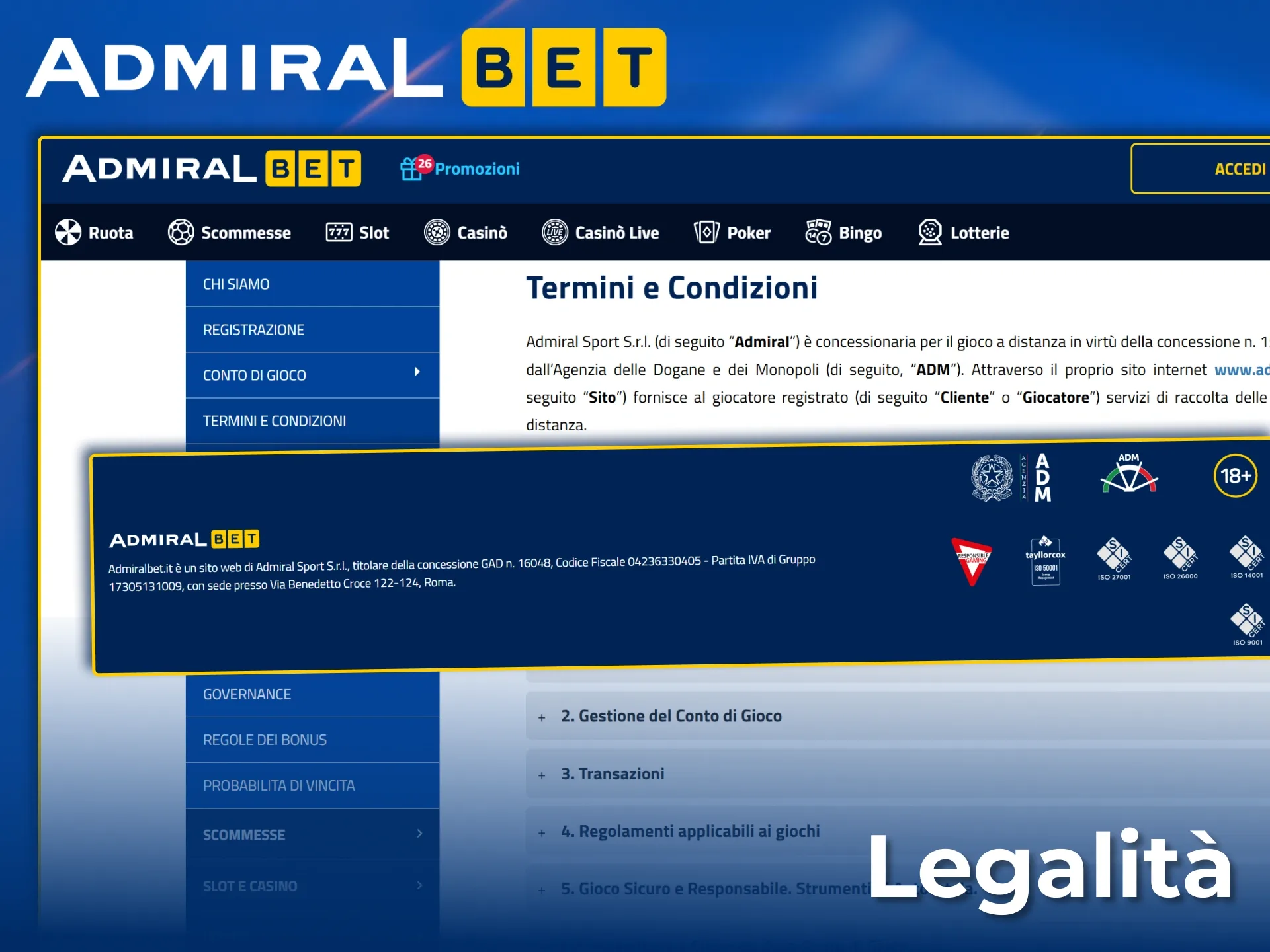 Scommetti legalmente e in sicurezza con AdmiralBet.