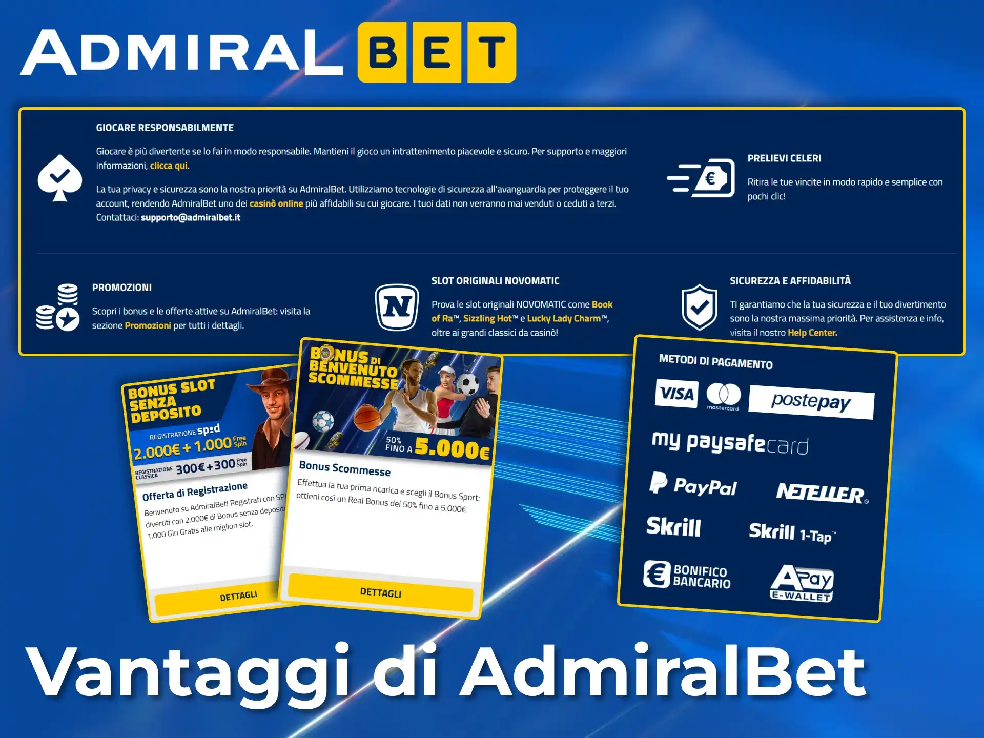 Scegli AdmiralBet per pagamenti rapidi e metodi di pagamento sicuri.
