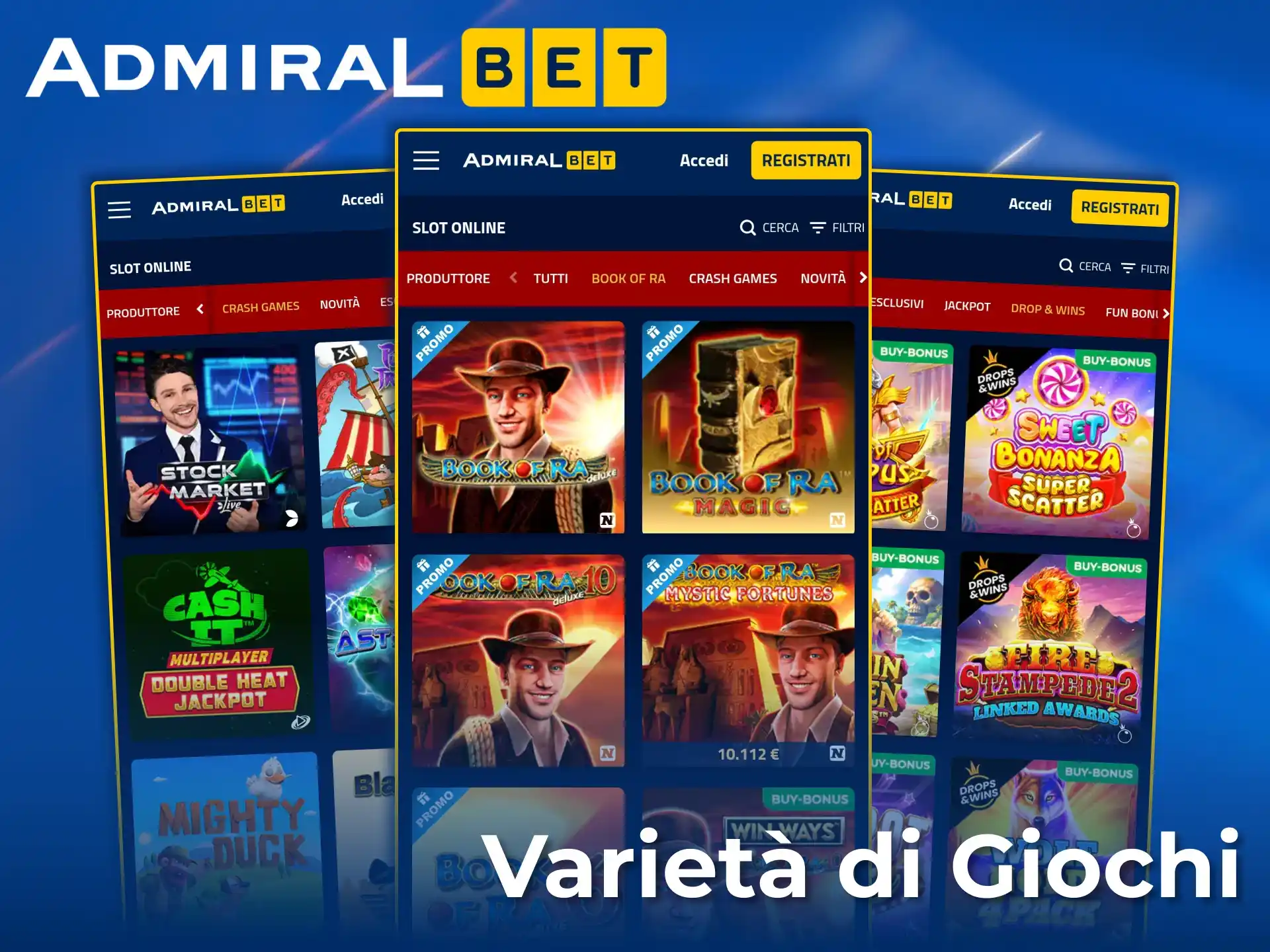 Esplora l'enorme varietà di slot su AdmiralBet.