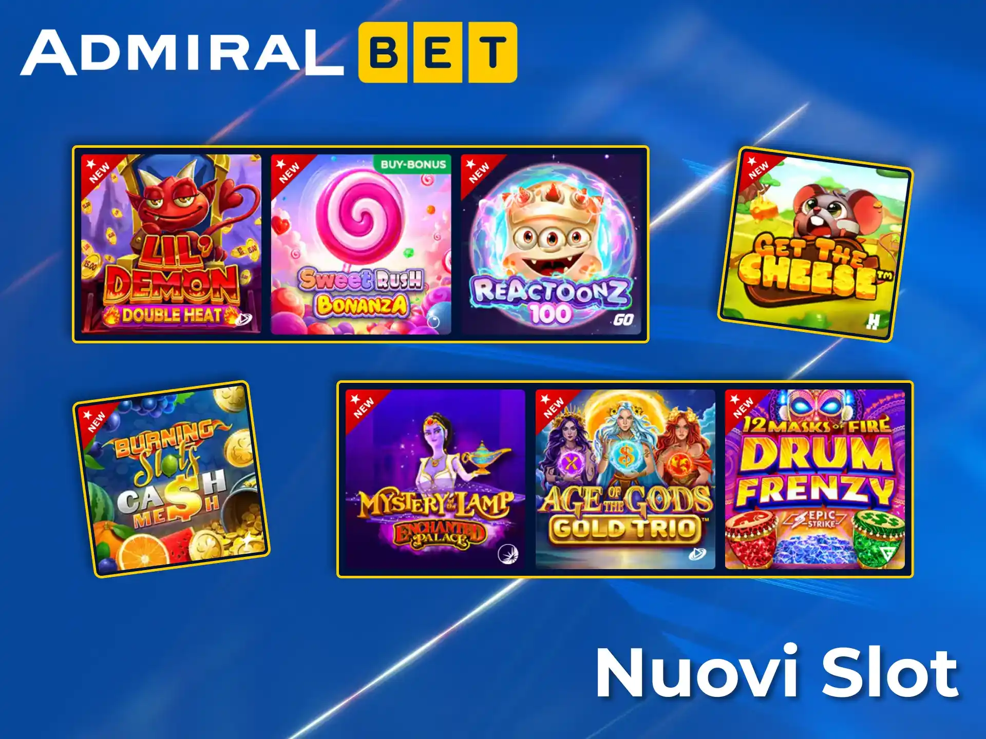 Scopri nuovi entusiasmanti titoli di slot aggiunti regolarmente al Casinò AdmiralBet.