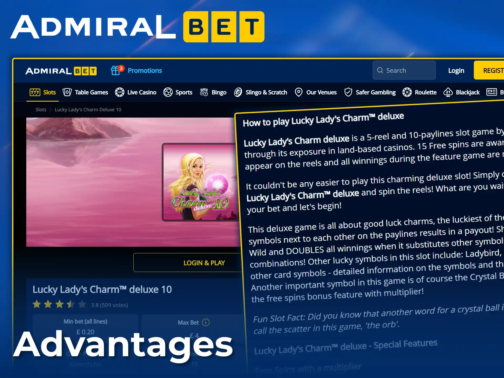 Choose AdmiralBet slots to enjoy fantastic games from many licensed and trusted providers.