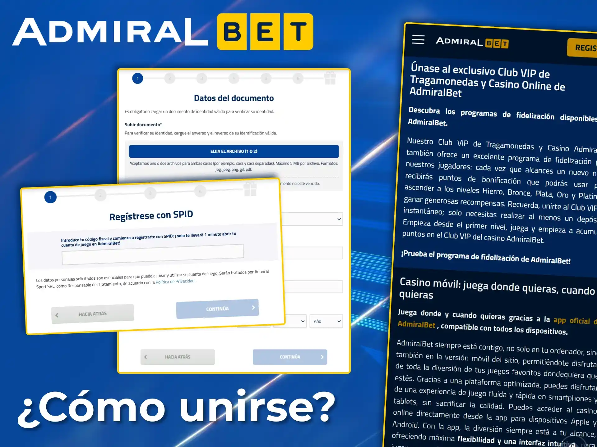 Regístrate fácilmente en AdmiralBet para unirte al exclusivo Club VIP.